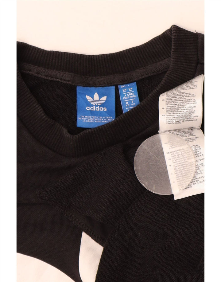 ADIDAS Pulover cu grafic pentru femei UK 14 Bumbac negru mare