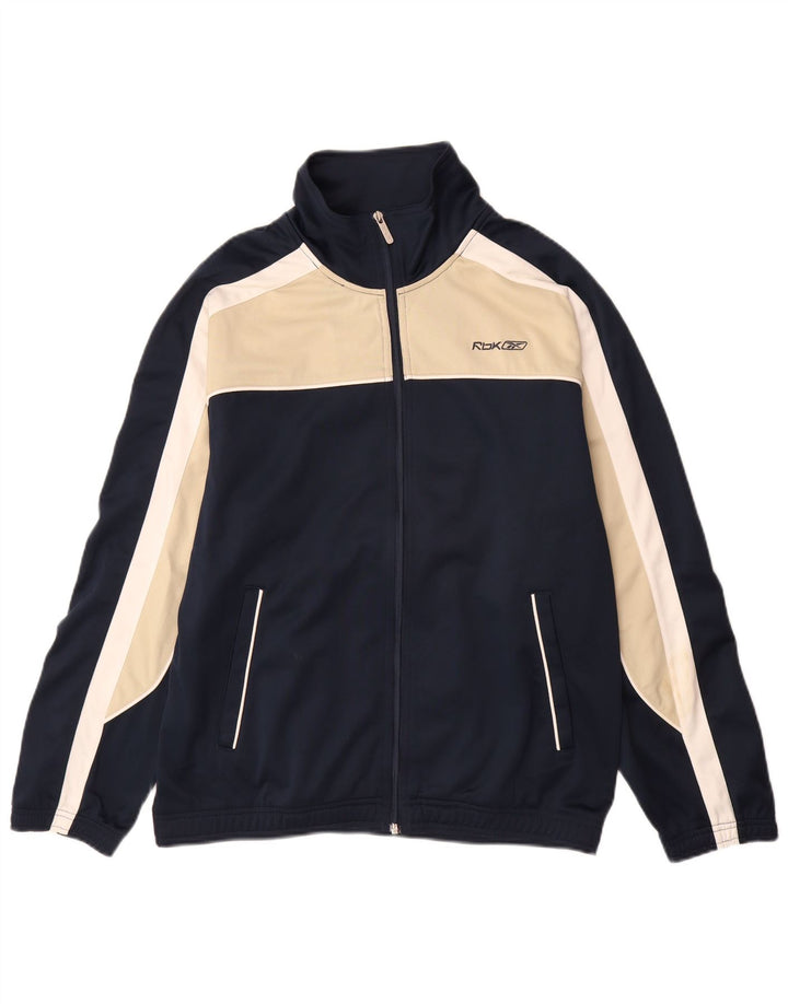 Jachetă de trening REEBOK pentru bărbați, poliester color bloc, albastru marin mediu