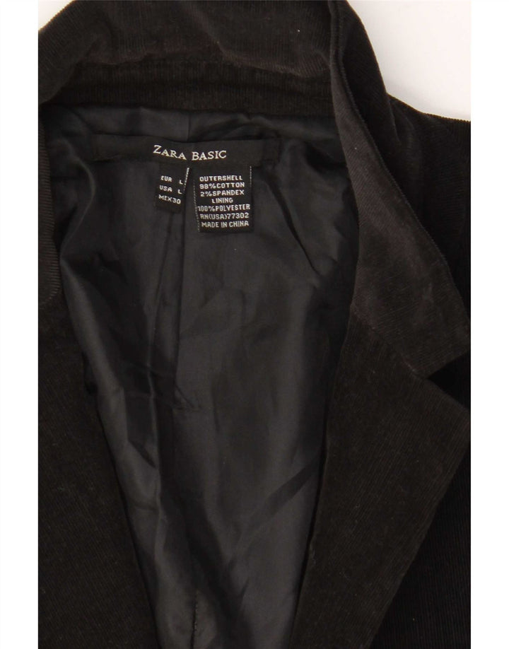 Blazer pentru femei Zara, cu 1 nasture, din velur, UK 14, mare, negru, bumbac