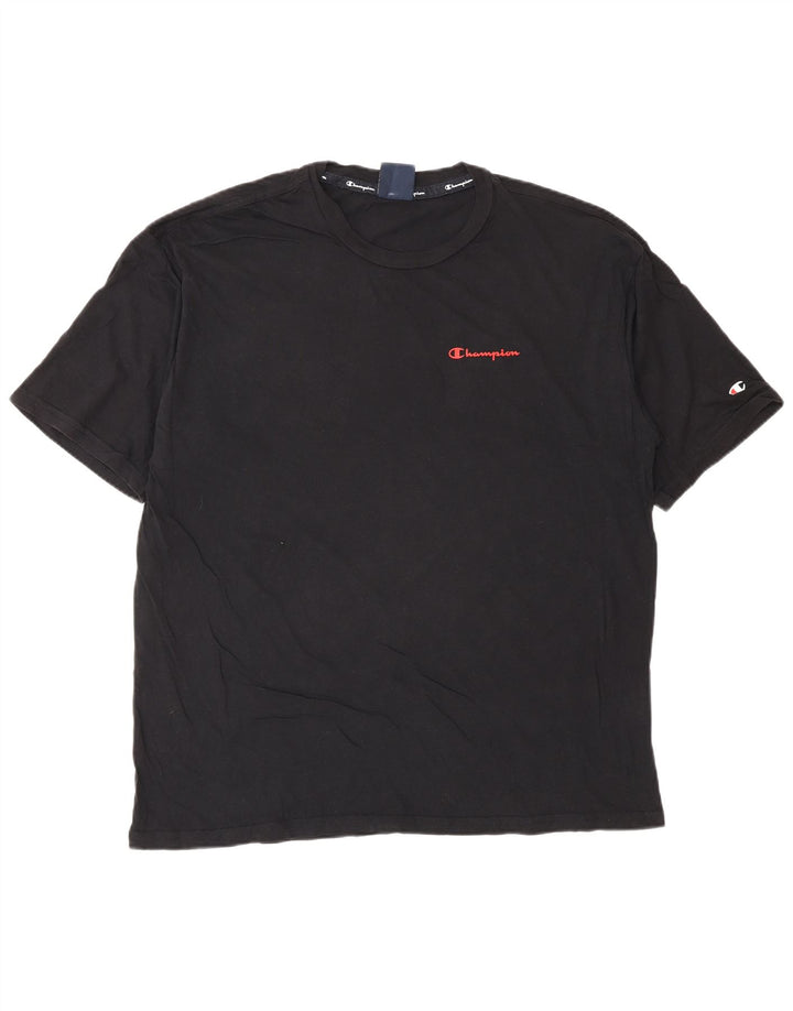 Tricou grafic Champion pentru bărbați Top mediu din bumbac negru