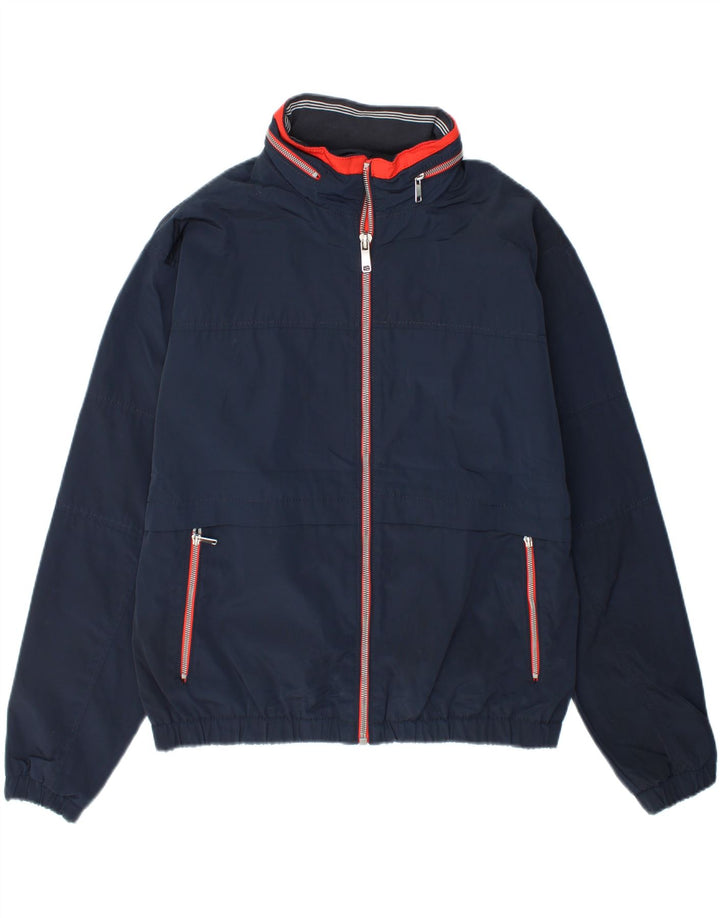 ZARA Mens Hooded Rain Jacket UK 42 XL Navy Blue Polyester Vintage Zara and Second-Hand Zara from Messina Hembry 