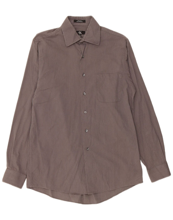 Calvin Klein Mens Shirt Size 15 Medium Grey Pinstripe Cotton