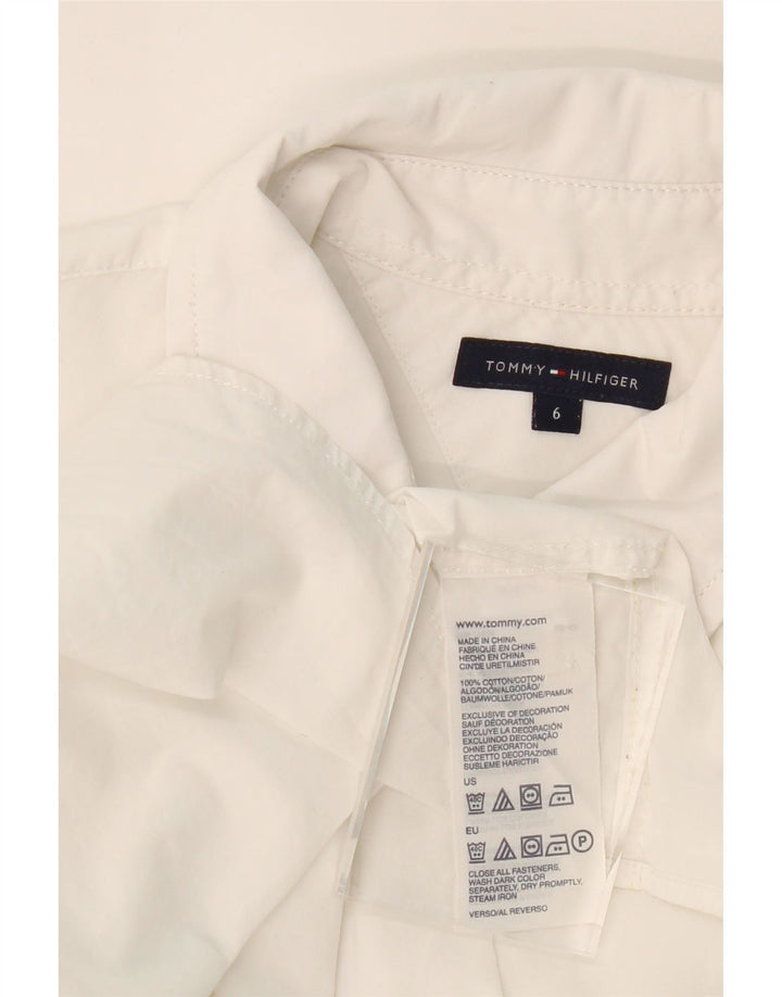 TOMMY HILFIGER Womens Short Sleeve Shirt US 6 Medium White Cotton Vintage Tommy Hilfiger and Second-Hand Tommy Hilfiger from Messina Hembry 