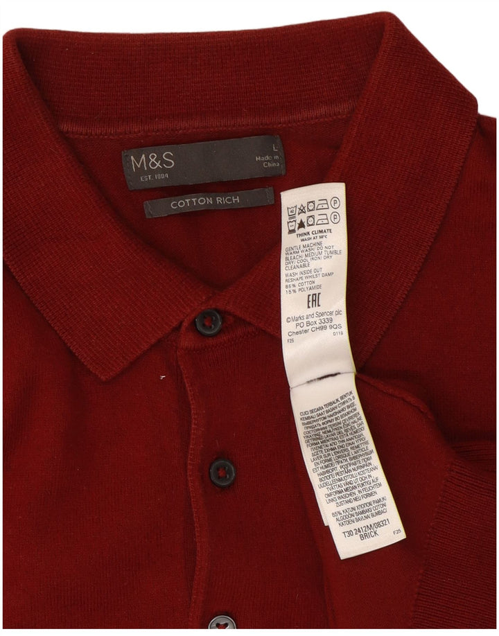 Tricou polo pentru bărbați Marks & Spencer, bumbac roșu mare