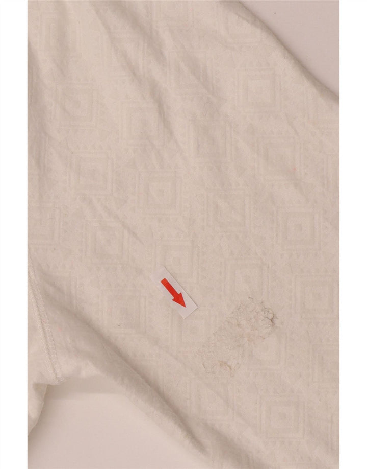 Top de trening pentru femei Eddie Bauer, cu fermoar și gât, cu pulover, UK 18 XL, alb, geometric