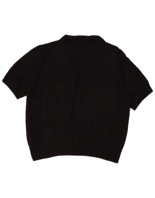 Pulover pentru femei Marks & Spencer cu mânecă scurtă și gât polo, UK 18 XL Negru