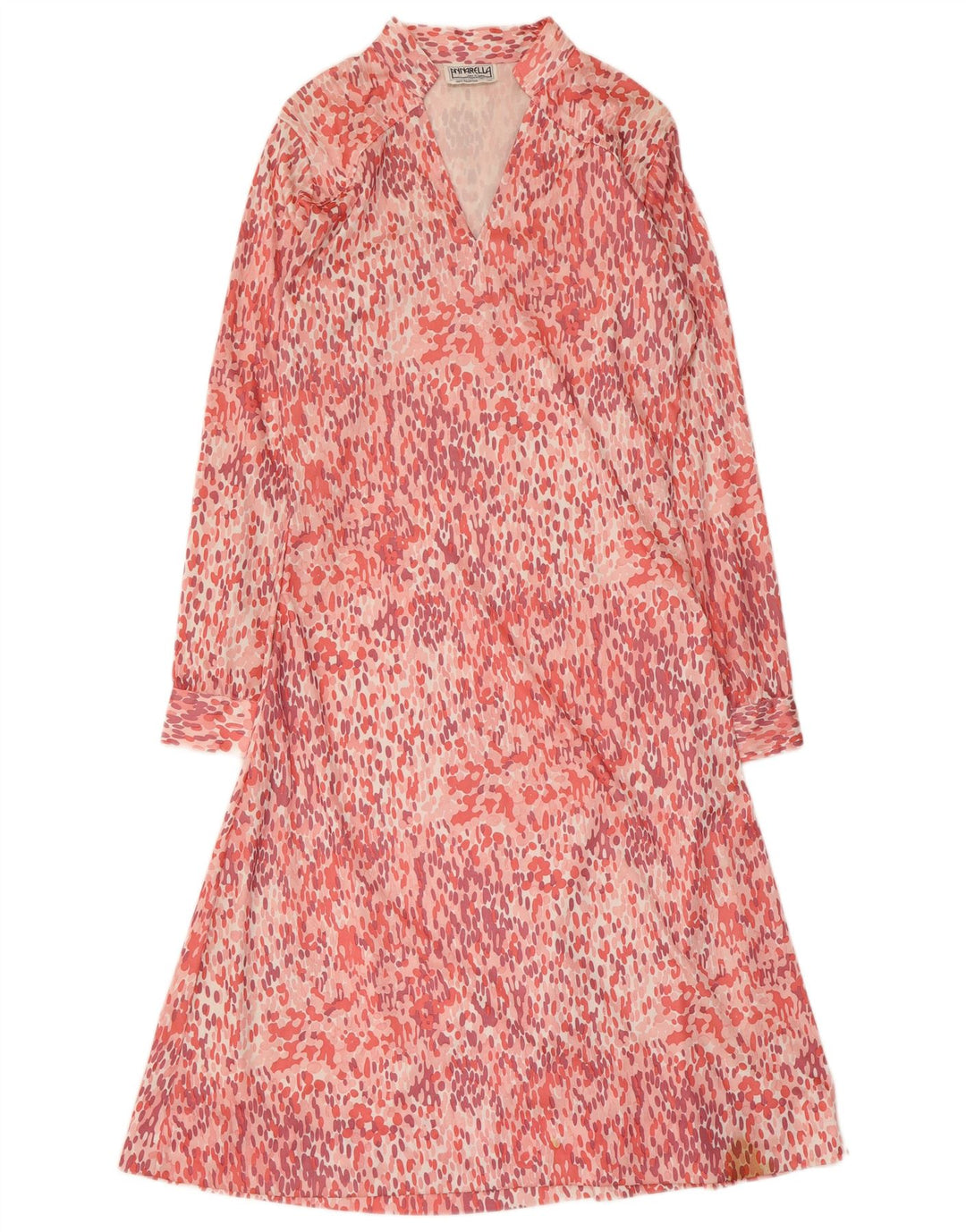ANNARELLA Rochie A-Line cu mânecă lungă pentru femei IT 46 Large Pink Spotted