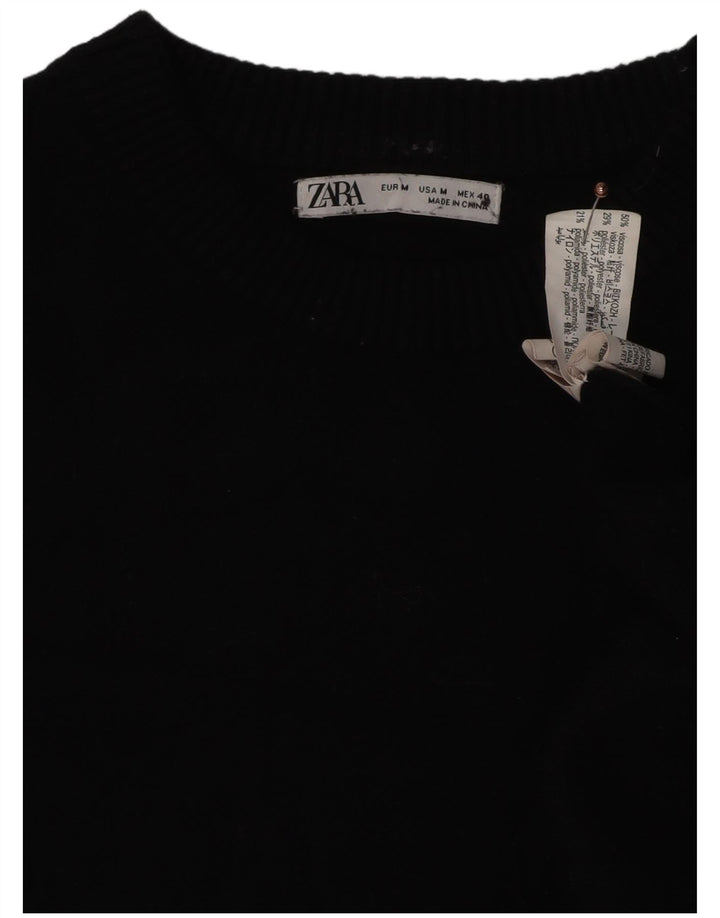 Pulover pentru femei Zara, cu gâtul turn, UK 14 Medium Black Viscose