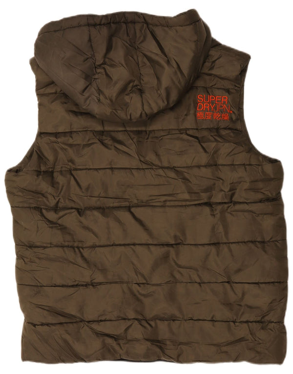 Gilet căptușit cu glugă pentru bărbați Superdry UK 44 2XL Kaki Poliester