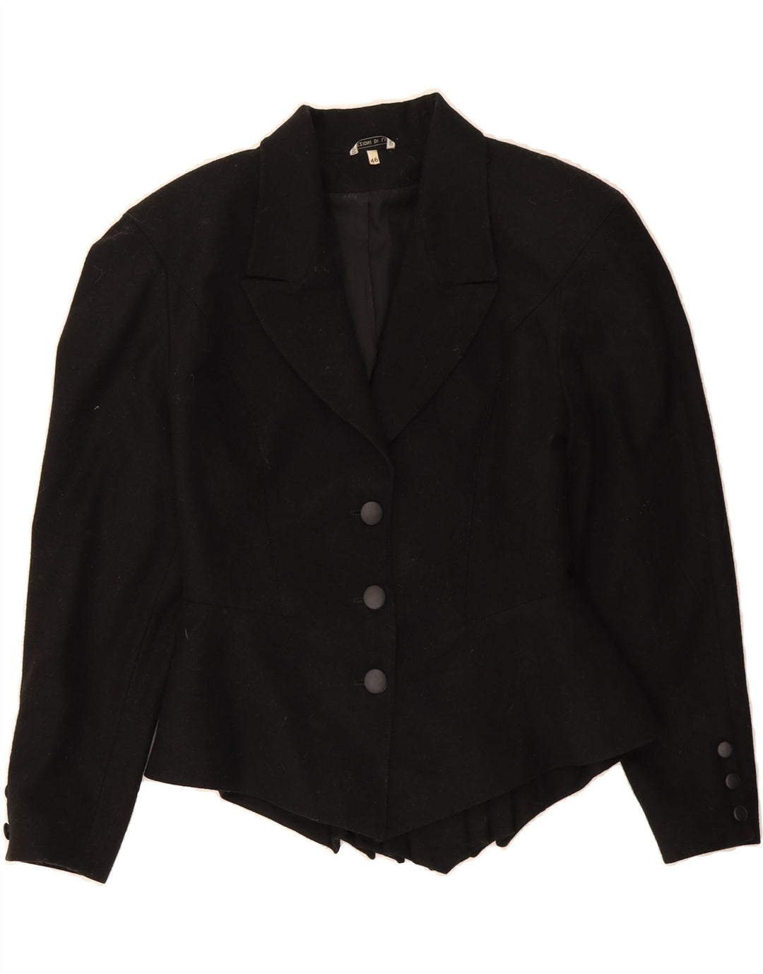 VINTAGE Womens 3 Button Blazer Jacket IT 46 Large Black Vintage Vintage and Second-Hand Vintage from Messina Hembry 
