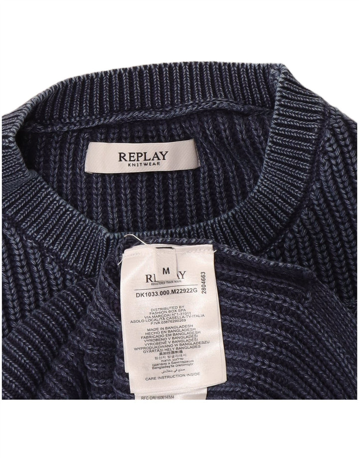 REPLAY Vestă Tank Top Femei UK 14 Medium Bleumarin Bumbac