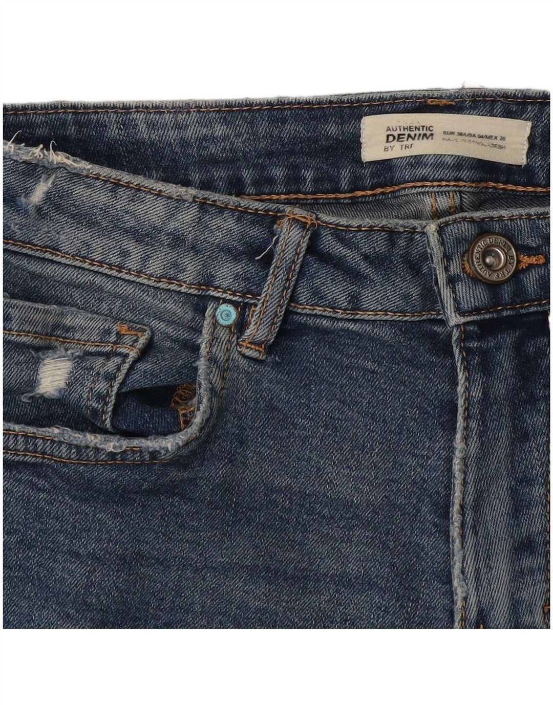 Pantaloni scurți din denim învechit pentru femei Zara EU 36 XS W26 Albastru