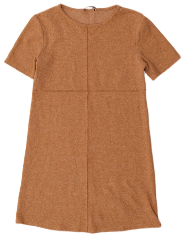 Rochie cu mâneci scurte pentru femei Zara UK 12 Bumbac mediu bej