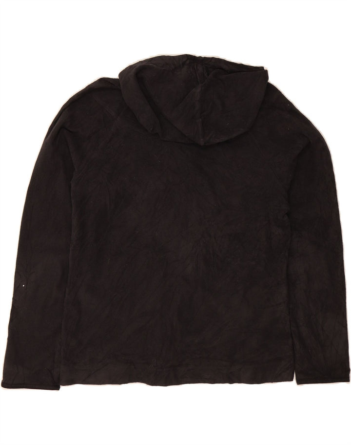 REEBOK Womens Hooded Fleece Jacket UK 16 Large Black Polyester Vintage Reebok and Second-Hand Reebok from Messina Hembry 