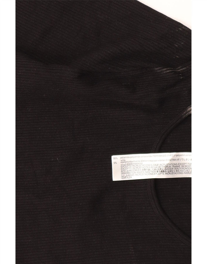 Crop Top pentru femei Zara cu mânecă lungă UK 4 XS Poliamidă neagră