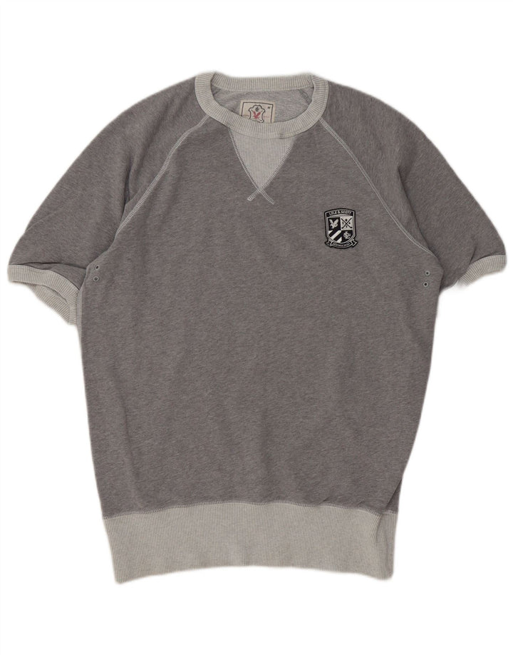 LYLE & SCOTT Hanorac pentru bărbați cu mânecă scurtă Pulover din bumbac mediu gri