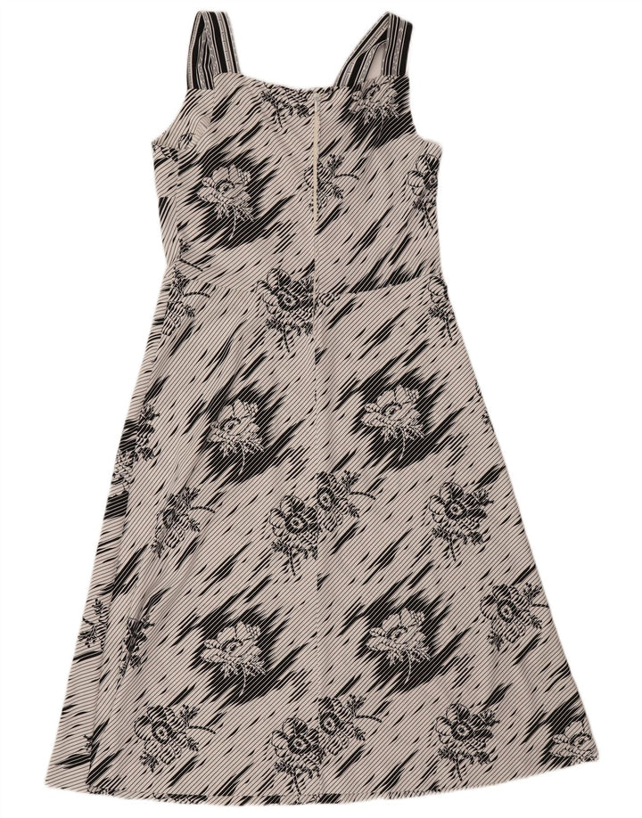 VINTAGE Womens Sleeveless A-Line Dress IT 44 Medium White Floral Polyester