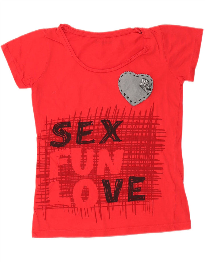 DESIGUAL Tricou grafic pentru femei Top UK 10 Small Red Bumbac