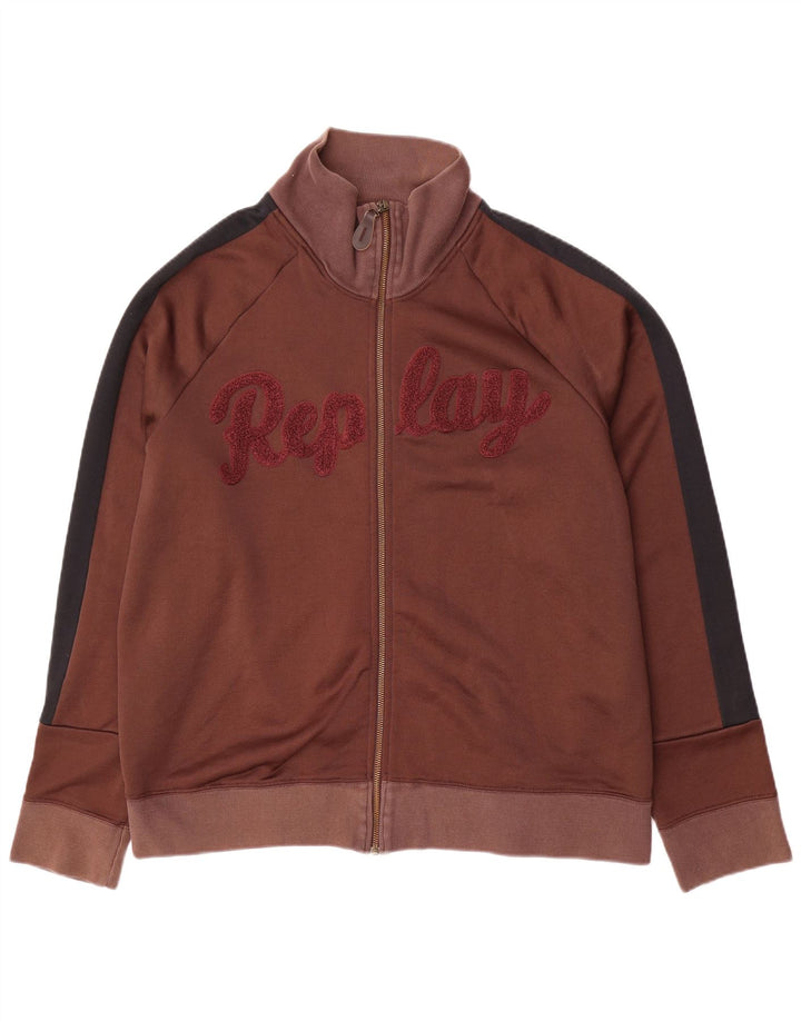 Jachetă de trening grafică pentru bărbați Replay, 2XL, maro, poliester color bloc