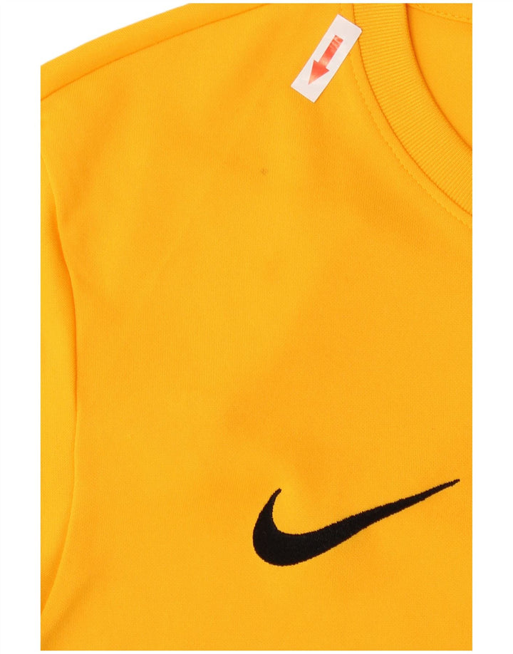 Top grafic Nike Dri Fit pentru bărbați cu mânecă lungă, poliester galben mediu