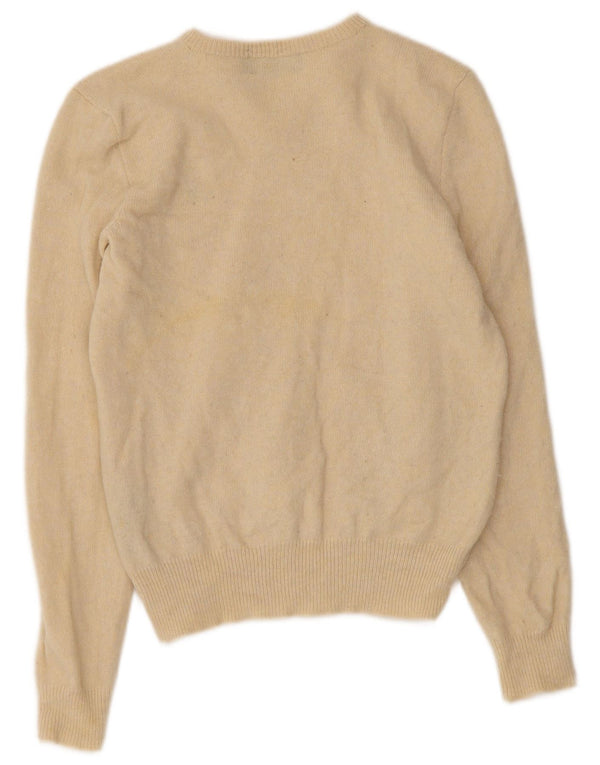 Pulover Polo Ralph Lauren pentru femei cu decolteu în V UK 10 Mic Bej Lână de miel