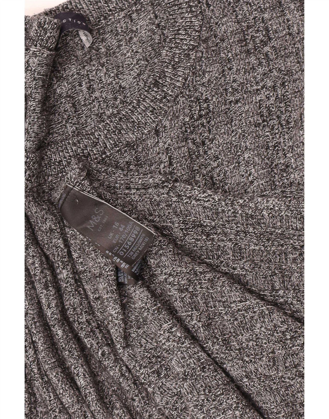 Pulover pentru femei Marks & Spencer cu decolteu triplu UK 16 mare, gri acrilic