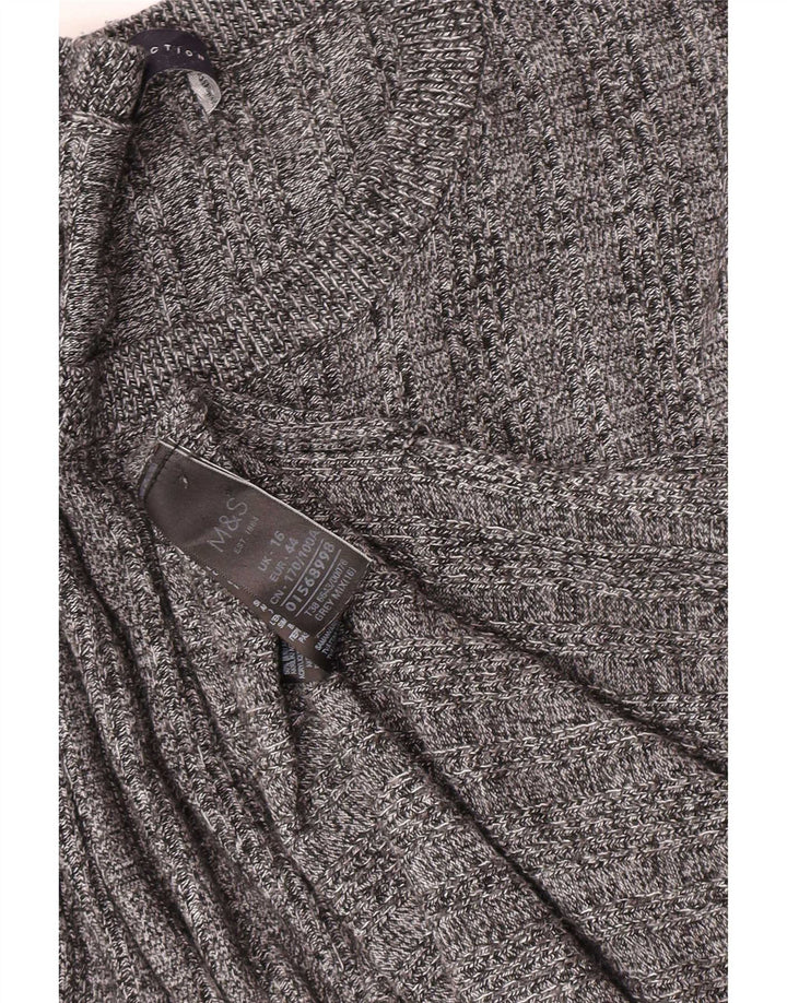 Pulover pentru femei Marks & Spencer cu decolteu triplu UK 16 mare, gri acrilic
