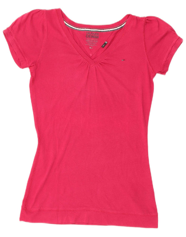 TOMMY HILFIGER Tricou pentru femei Top UK 8 Small Pink Bumbac