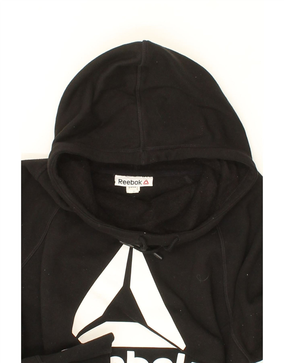 REEBOK Womens Graphic Hoodie Jumper UK 16 Medium Black Vintage Reebok and Second-Hand Reebok from Messina Hembry 
