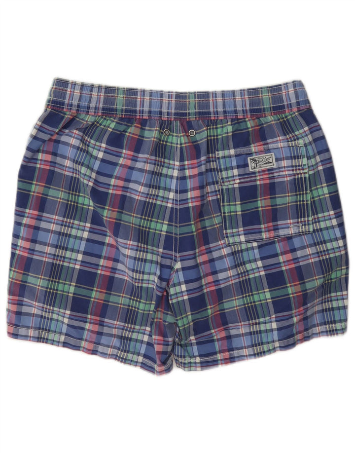 Pantaloni scurți de înot Polo Ralph Lauren pentru bărbați, bumbac cu carouri albastre medii