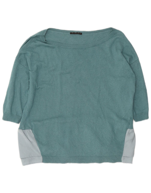 Pulover supradimensionat pentru femei Sisley, cu gât de barcă, UK 6 XS, albastru, bloc de culoare