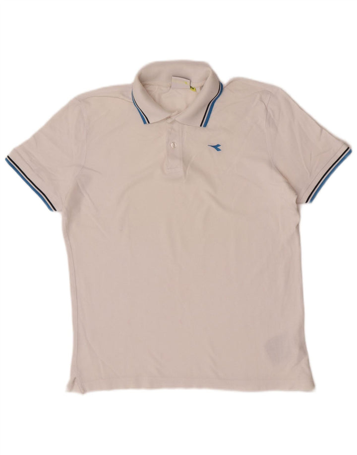 Tricou polo pentru bărbați Diadora, bumbac cu dungi albe medii