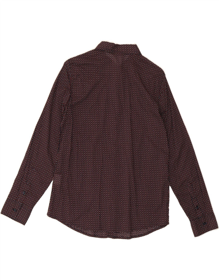 BENETTON Womens Shirt UK 10 Small Navy Blue Spotted Cotton Vintage Benetton and Second-Hand Benetton from Messina Hembry 