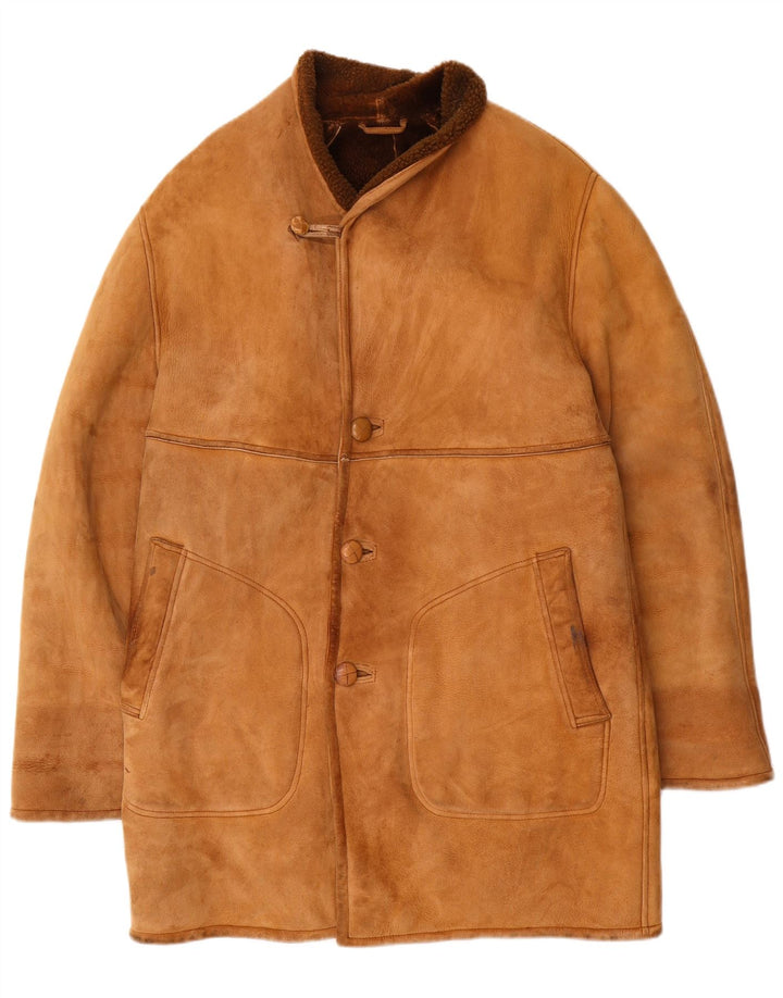 Jachetă vintage pentru bărbați din shearling UK 38 maro mediu