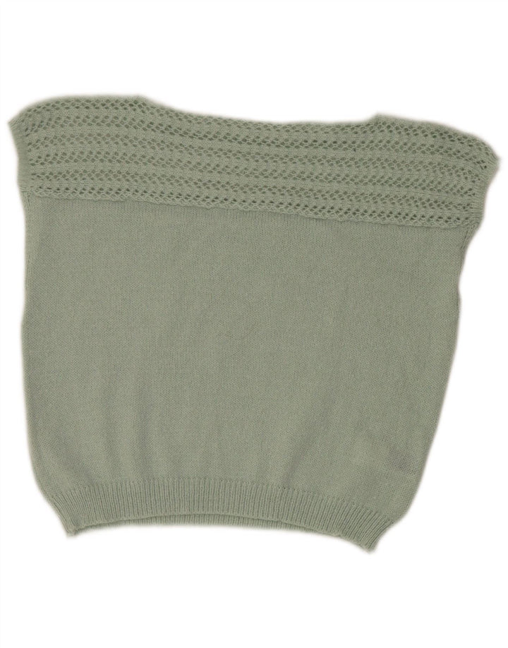 Shein Womens Crop Vest Tank Top UK 14 Poliester verde mediu