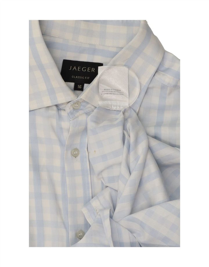JAEGER Mens Shirt Size 16 Large Blue Gingham Cotton Vintage Jaeger and Second-Hand Jaeger from Messina Hembry 