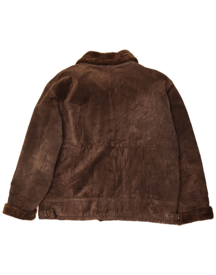 Jachetă din shearling pentru femei TCM UK 28/30 3XL din piele maro