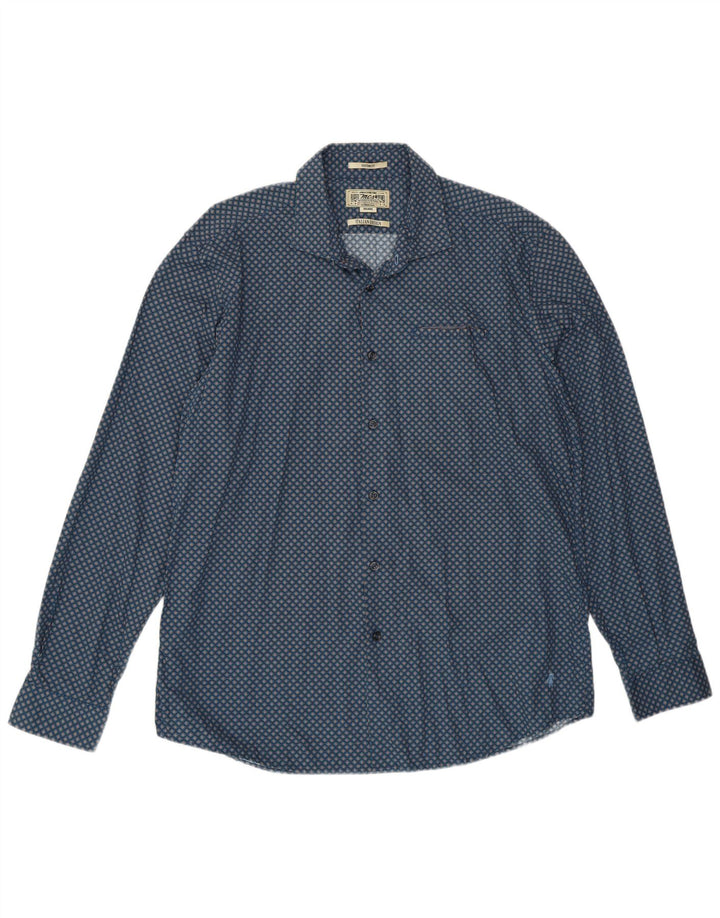 Cămașă personalizată pentru bărbați Marlboro Classics, 2XL, bumbac floral, albastru