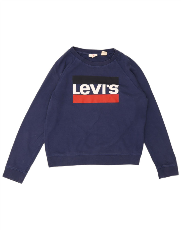 Pulover Levi's pentru damă cu grafică, UK 14, bumbac, albastru bleumarin mediu