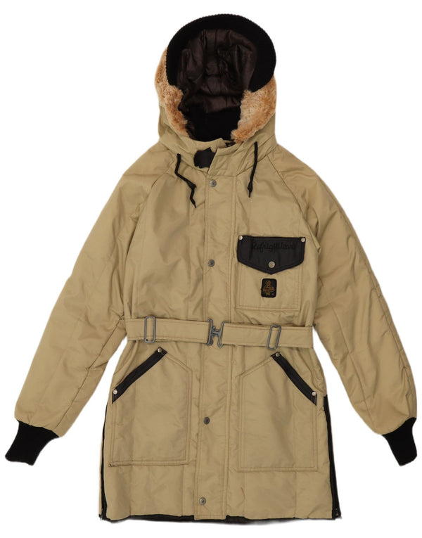Jachetă parka cu glugă pentru femei Refrigiwear UK 16, mare, bej, bloc de culoare