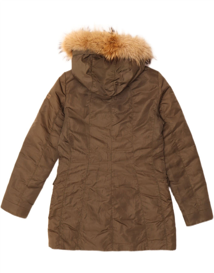 PEUTEREY Womens Hooded Padded Jacket IT 42 Medium Brown Vintage PEUTEREY and Second-Hand PEUTEREY from Messina Hembry 