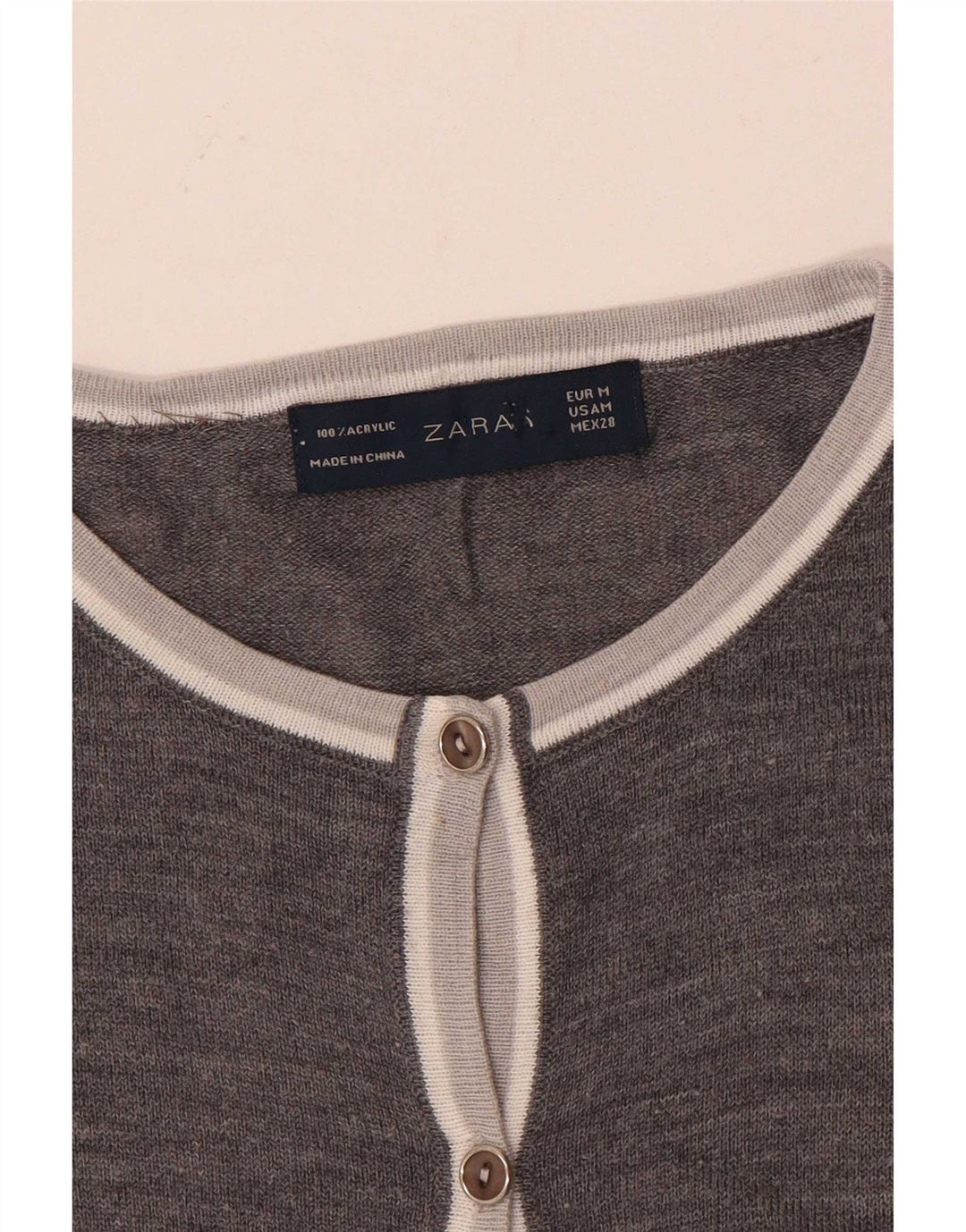 Pulover cardigan pentru femei Zara UK 14 Medium Gri Acrilic