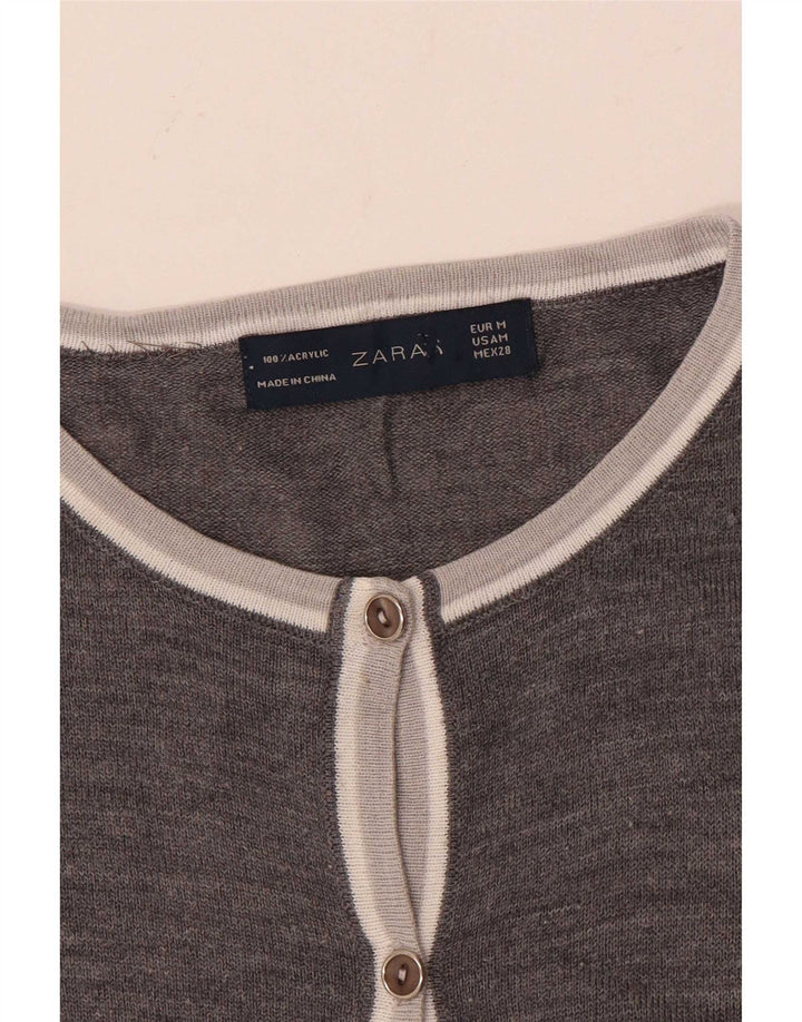 Pulover cardigan pentru femei Zara UK 14 Medium Gri Acrilic