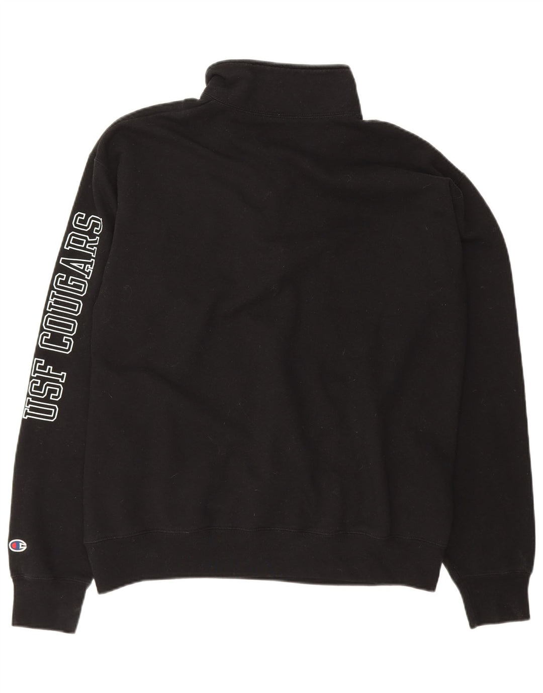 CHAMPION Mens Cougars Graphic Zip Neck Sweatshirt Jumper XL Black