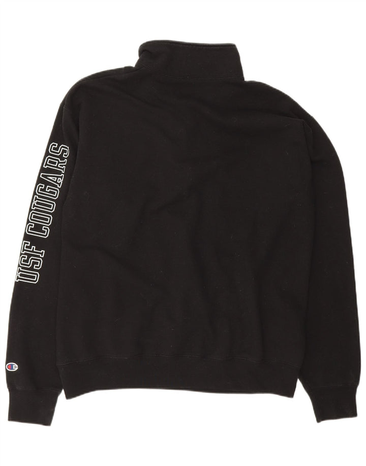 CHAMPION Mens Cougars Graphic Zip Neck Sweatshirt Jumper XL Black