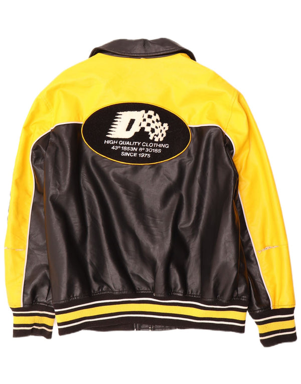 Jachetă Varsity din piele sintetică pentru bărbați Zara UK 42 XL, negru, color block