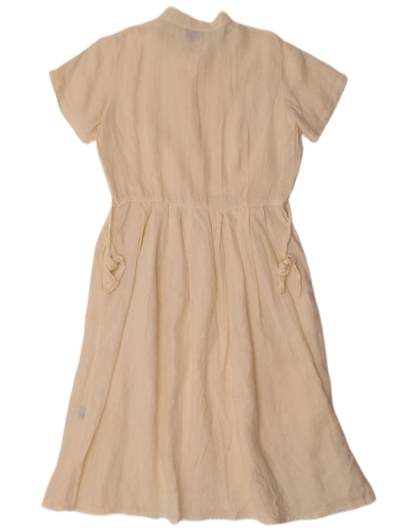 Rochie cămașă vintage pentru femei cu mâneci scurte UK 10 Small Off White In