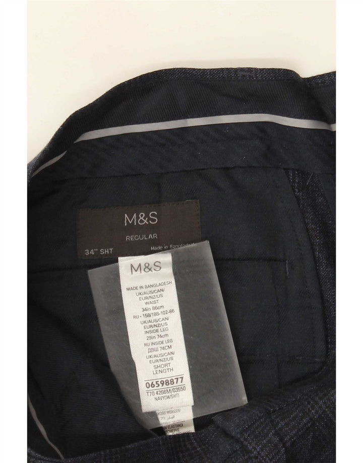 Pantaloni chino pentru bărbați Marks & Spencer W34 L29 bleumarin picior de găină