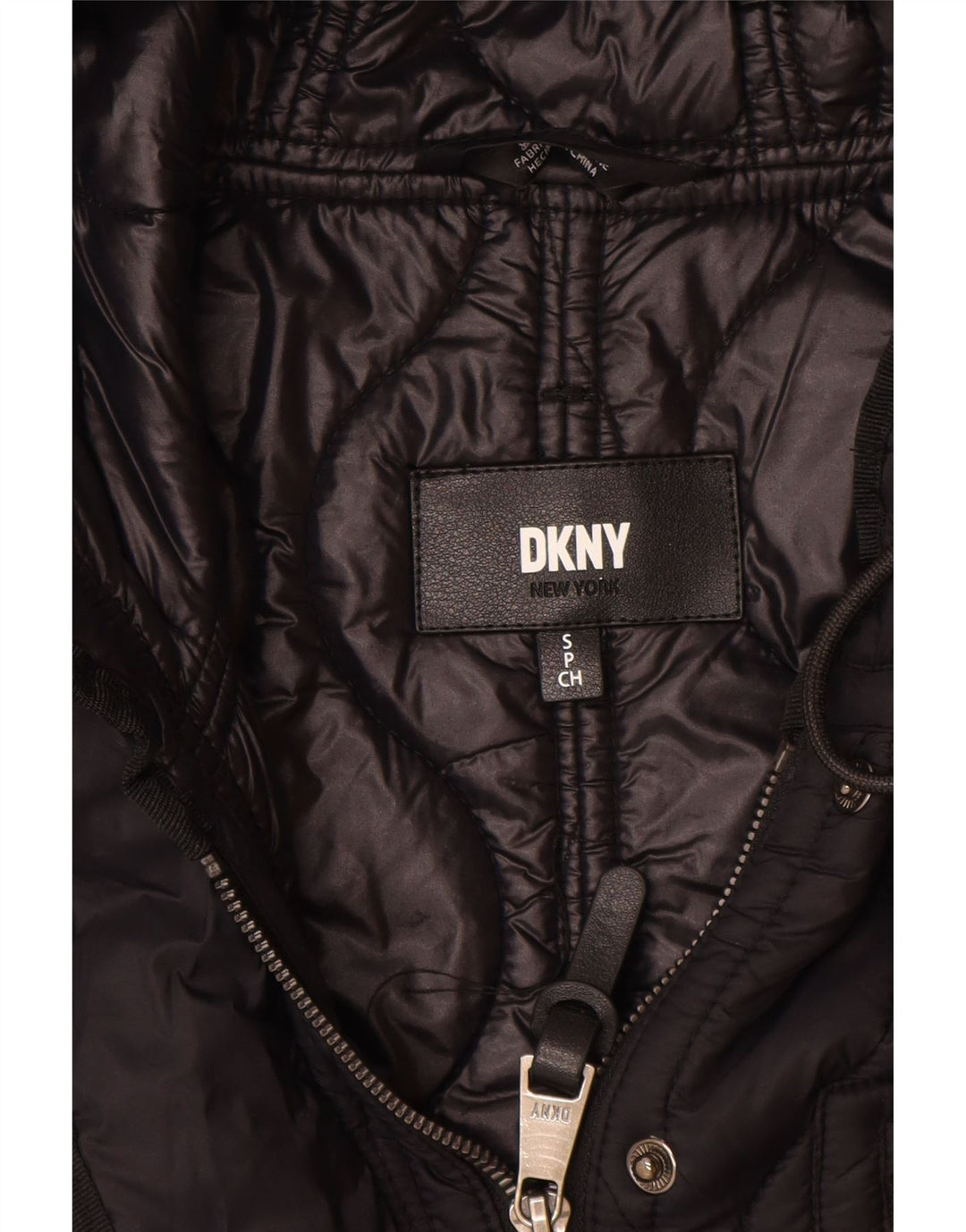 Dkny pardesiu matlasat supradimensionat pentru femei UK 10, mic, negru, nailon