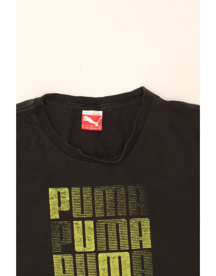 PUMA Mens Graphic T-Shirt Top XL Black Vintage Puma and Second-Hand Puma from Messina Hembry 